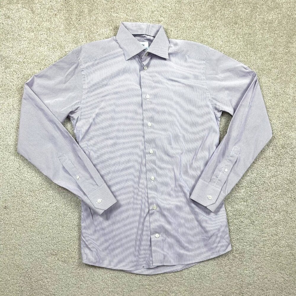 Recent Eton Mens Slim Fit Button Down Dress Shirt Purple Striped Size 15